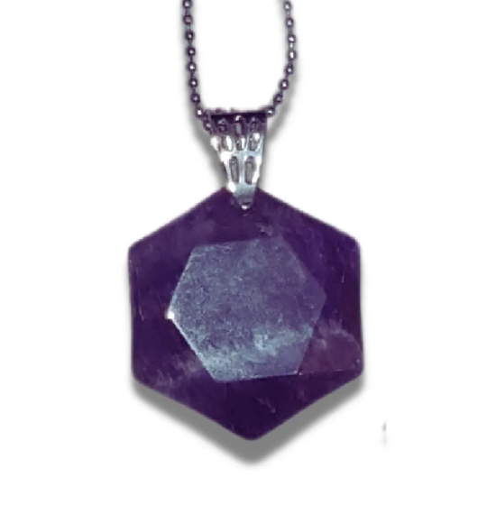 Hexagrama de Protección Psiquica - Amuleto de Amatista Natural