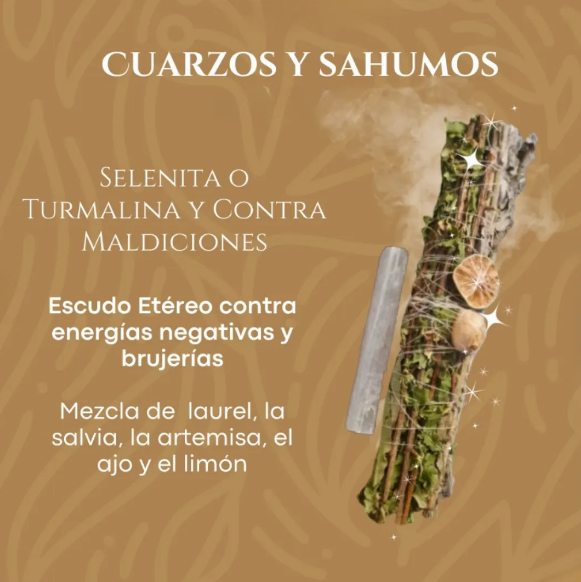 Escudo Etéreo: Sahumerio Contra Maldiciones, con Selenita o Turmalina