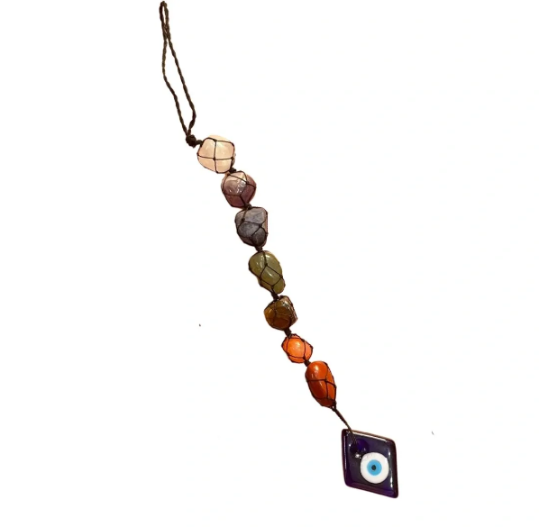 Hanger Colgante de Chakras con Ojo Turco: Equilibrio y Protección
