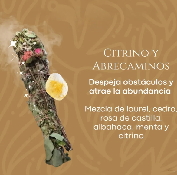 Sahumerio Abrecaminos, con Cuarzo Citrino