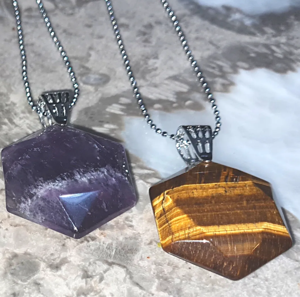 Hexagrama de Protección Psiquica - Amuleto de Amatista Natural