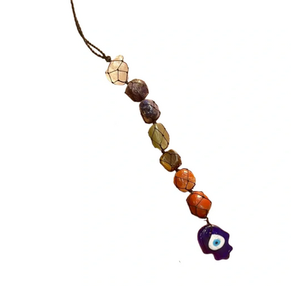 Hanger Colgante de Chakras con Ojo Turco: Equilibrio y Protección