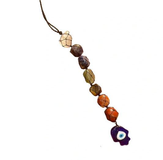 Hanger Colgante de Chakras con Ojo Turco: Equilibrio y Protección