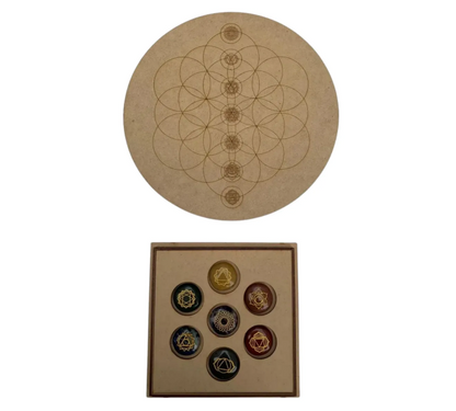 Rejilla Alineación de Chakras con kit de cuarzos de 7 Chakras