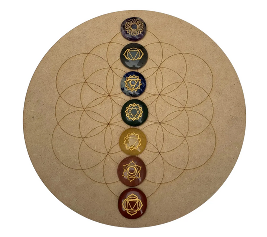 Rejilla Alineación de Chakras con kit de cuarzos de 7 Chakras