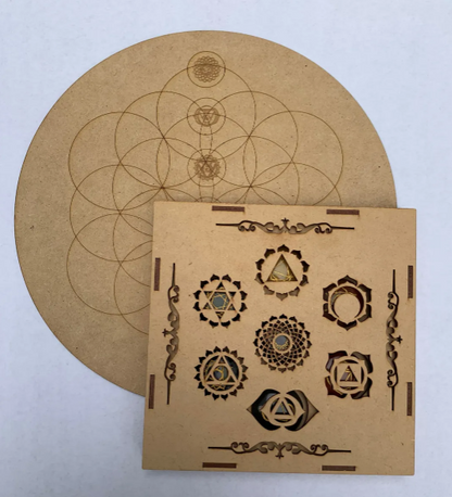 Rejilla Alineación de Chakras con kit de cuarzos de 7 Chakras