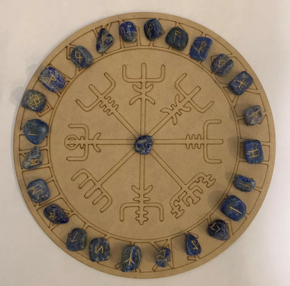 Rejilla Vegvisir con Runas Vikingas en Lapislázuli