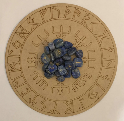 Rejilla Vegvisir con Runas Vikingas en Lapislázuli
