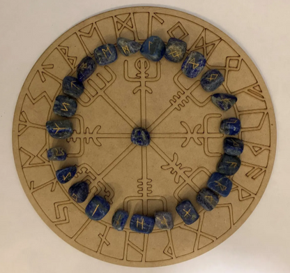 Rejilla Vegvisir con Runas Vikingas en Lapislázuli