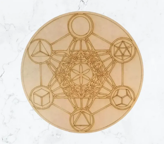 Rejilla para cuarzos: "Cubo de Metatron con Solidos Platónicos"